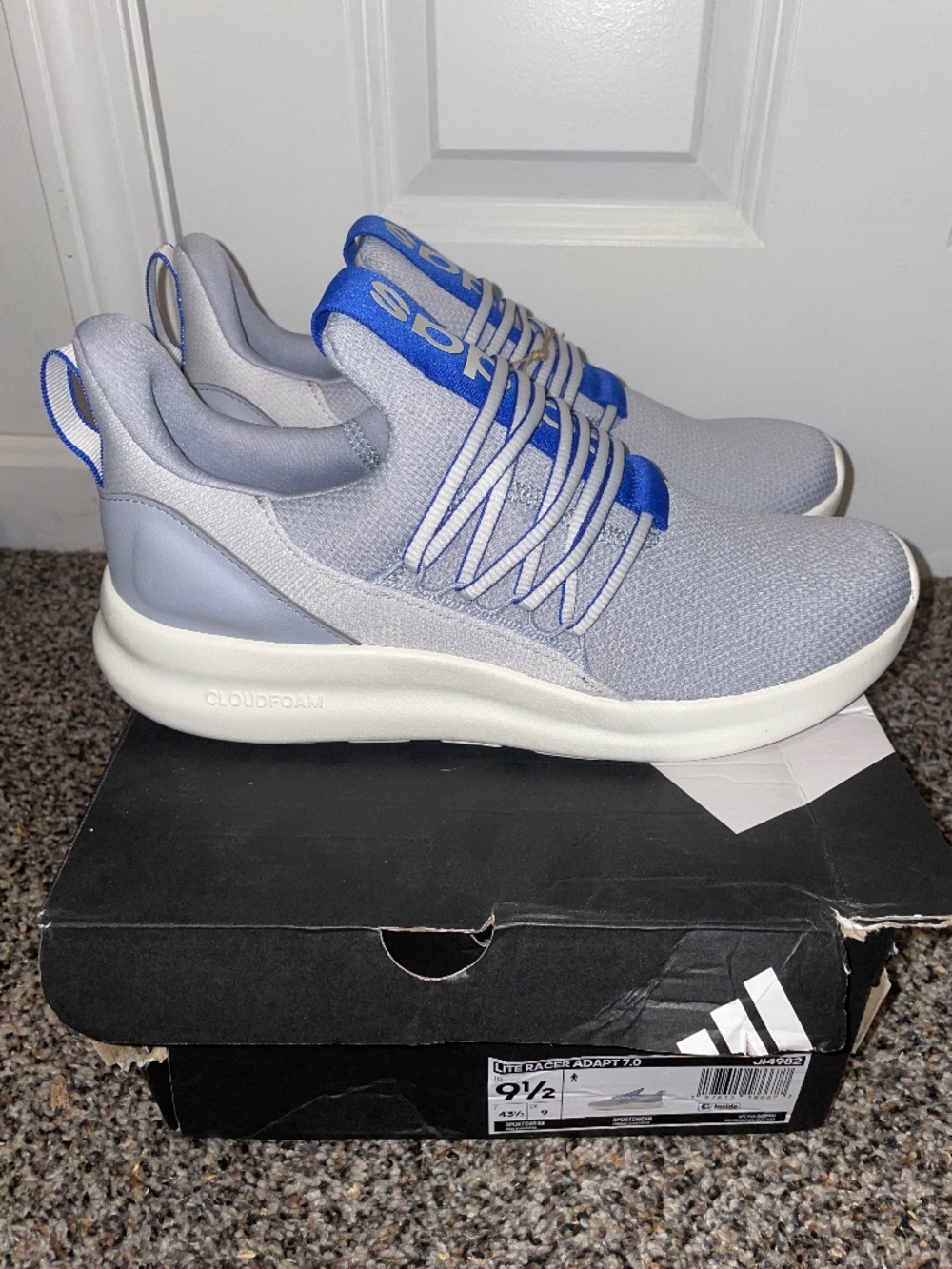 Adidas Lite Racer Adapt 7.0 men's running shoes in a gray/blue Men’s 9.5